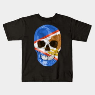 American Samoa Flag Skull - Gift for American Samoan With Roots From American Samoa Kids T-Shirt